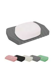 1pc Silicone Soap Dish, Portable Soap Holder, No Drilling Required, Japanese Style Bathroom Drain Rack, Home Soap Drainer Box - A - View 2