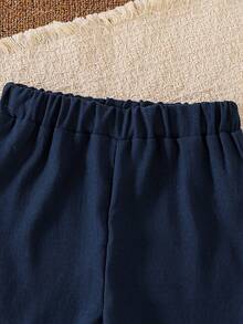 2pcs Baby Boy Outfit, White Polo Shirt And Blue Shorts Set, Spring/Summer - Royal Blue - View 7