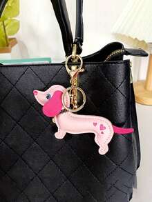 Breloc din piele ecologică cu model teckel drăguț, breloc teckel la modă, accesoriu elegant pentru breloc cu animale, breloc decorativ, breloc pentru geantă de student/cuplu, cadou de petrecere, accesoriu decor pentru rucsac, cadou ideal pentru femei - Multicolor - Vizualizare 9