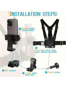 Adjustable Chest Harness Phone Holder Phone Holder Chest Front Mounted With Shock Cord Suitable For Cycling Running Vlogging POV Phone Stand Fits Action Cameras Mother's Day Gift - Multicolor - View 10
