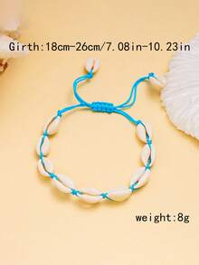 1 chiếc vòng tay dệt từ vỏ sò kiểu đại dương - Màu xanh lam - Xem 4
