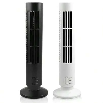 Ventilador de Torre portátil, silencioso, sin aspas, Ventilador eléctrico de 2 velocidades, Ventilador de Torre Alimentado por USB, Ventilador de Aire Acondicionado Vertical para Interior