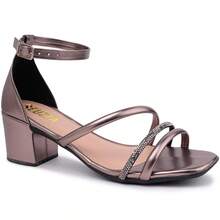 Women's Sandal With Low, Chunky Heel, Comfortable, Fashionable For Casual Or Formal Occasions, Parties, New Year's Eve, And Weddings. - Onyx - Xem 10