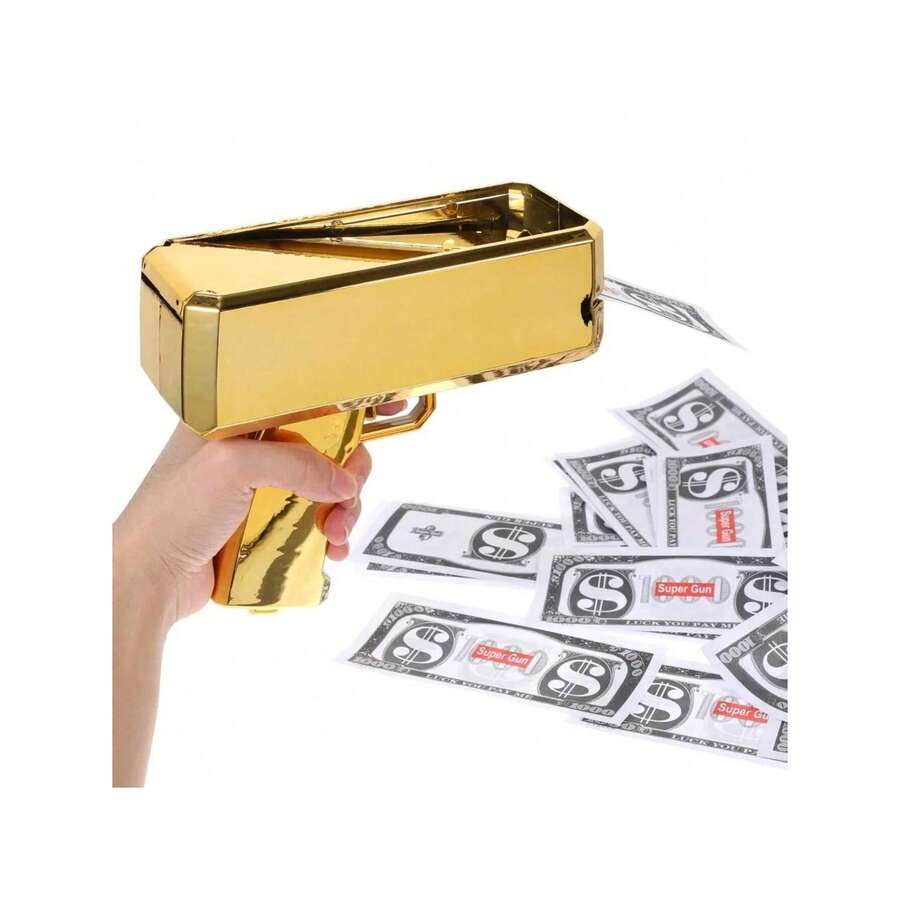 1个超级喷钱枪玩具，逼真的纸币喷枪玩具，手持式现金炮假钞喷射器，万圣节装饰品