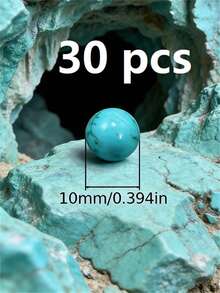 30/1000颗天然石珠，4-10毫米圆形绿松石宝石，散珠配弹力绳，可用于DIY手链和项链。 - 藍色 - 查看 45