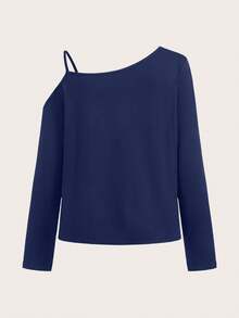 Off The Shoulder Tops, Dodgers Graphic Print Off-The-Shoulder Sweatshirt, Sports, Team Spirit, Streetwear, Casual, Game Day, Tailgate, Party, Spring Outfits - 藏蓝色 - 查看 2