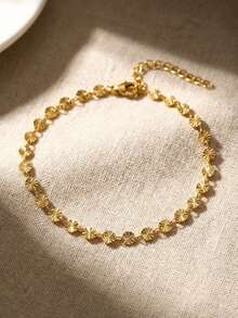 1pc Elegant Golden Round Sunflower Decor Bracelet, Holiday Party Accessory, Commemorative Bracelet Gift For Friends & Family, Jewelry Accessory - Gold - View 3