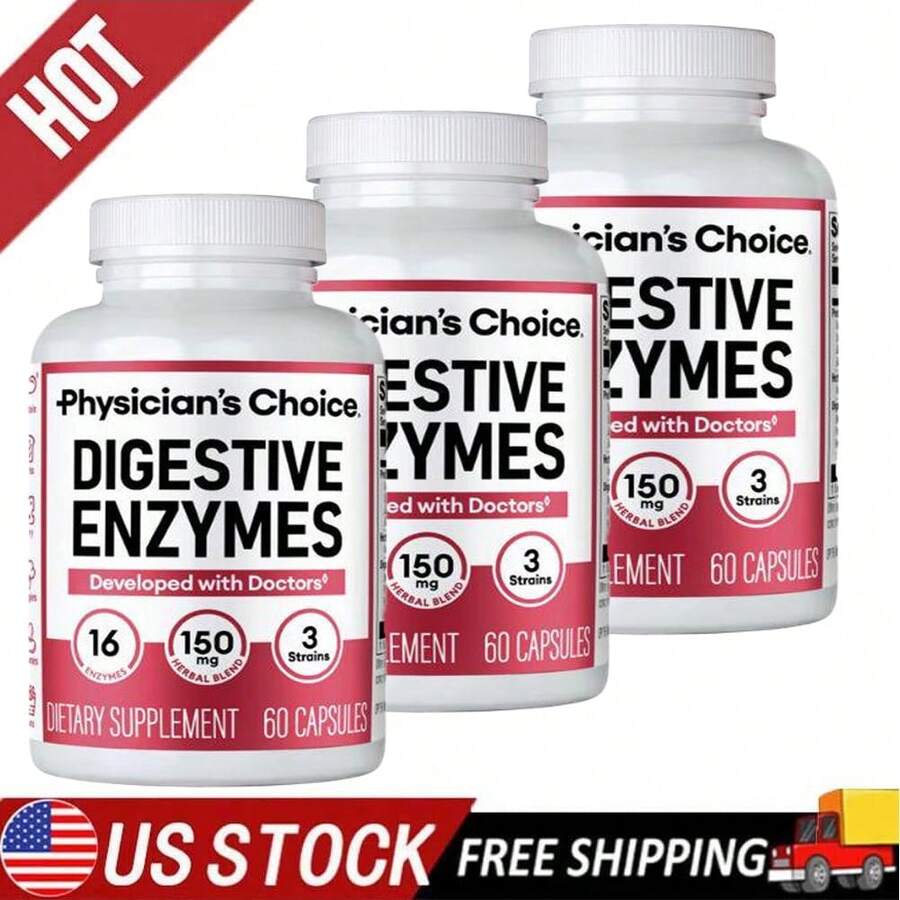 Physician's CHOICE Dual-Action Digestive Enzyme System,16 Enzymes With Pre & Probiotics | Promotes Comfort & Optimal Nutrient Absorption | 60 Capsules - 3 - View 1