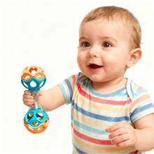 Newborn Teething Rattle Toy, Soft Rubber Jingle Ball, Sensory Development, Newborn Holiday Gift - Multicolor - View 5