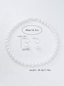Bộ 3 dây chuyền ngọc trai thủy tinh sang trọng, đa năng, kiểu dáng cổ điển, thích hợp làm quà tặng Ngày của Mẹ và Giáng sinh. - Bạc - Xem 2