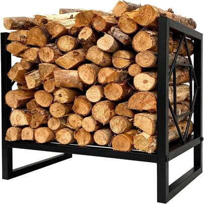 Firewood Rack, Fire Firewood Pile Holder, Fireplace Pile Stand, Fireplace Log Holder, Indoor Fireplace Metal Wood Pile Storage Stacker Organizer, Wood Burning Stove Accessories