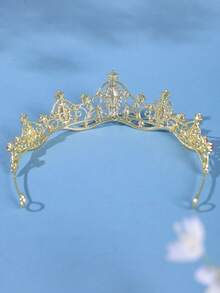 1pc Elegant Women's Fashion Princess 3D Crown Sweet Luxury Rhinestone Birthday Wedding Hair Accessory Headband - Red - View 7