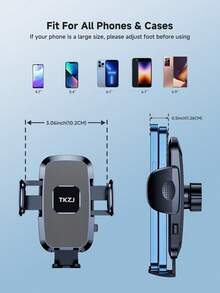 TKZJ Car Phone Holder, Dashboard Suction Cup Mount, 360° Rotation Auto Lock Phone Stand, Stable Anti-Shake Car Phone Mount For All Smartphones - Black - View 9