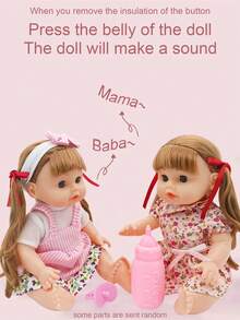 Muñeca interactiva realista de 29 cm con 4 efectos de sonido (llanto, risa, papá, mamá), ojos que parpadean realísticamente, biberón, ropa desmontable, para desarrollar habilidades motoras finas, regalo de cumpleaños/fiesta para niños/niñas - Multicolor - Ver 3