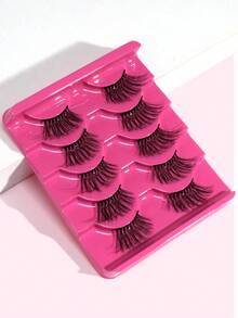 MAANGE 5 Pairs Natural Looking Thick False Eyelashes, Curled And Lengthened, Suitable For Parties, Cartoon Styles, Travel Essential, Extended Eyelash Ends, Eyelash Strips, Eyelashes, False Lashes - Black - View 2