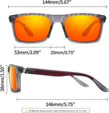 ¡RecomendadoJoopin Lentes de Sol Hombre y Mujer TR90 Polarizados Protección UV400 Cuadrados Rectangulares Clásicos¡Top de Temporada - A03 - TR90 Gris Claro / Espejo Rojo - Ver 3
