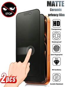 2 Packs Matte Privacy Ceramic Screen Protector Compatible With IPhone 17/Air/17 Pro/17 Pro Max/16 Pro Max/15 Pro Max/14 Pro Max/13/12/11 Pro Max. Non-Tempered Glass, Shatterproof, Shockproof, Anti-Glare, Fingerprint-Resistant, Reduces Eye Strain. - Black - View 33