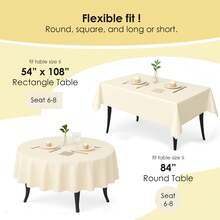 4/6/12pcs Plastic Premium Tablecloth,  Disposable Table Covers For Rectangle Tables, Heavy Duty & Waterproof For Parties, Events, Banquets - Ivory - View 3