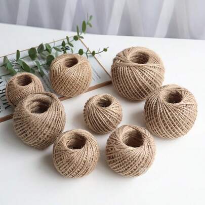 Brown Jute Rope Gift Packaging, Handwoven Colorful Rope Decor Retro Style Photo Clip, Yellow Rope