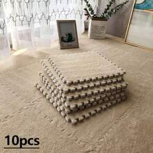 10pcs, 30cm, 60cm Plush Patchwork Rug Tiles, Bedroom Square Decorative Floor Mat, Bedside Cute Carpet, Thick Foam Floor Pad, Odorless Soft Interlocking Floor Protector Mat, Multi-Color Patchwork Rug, Comfortable Room Floor Mat, Suitable For Bedroom, Study, Living Room, Balcony - Plush Floor Mat - View 24