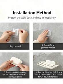No-Drill Wall-Mounted Soap Holder, Suitable For Soap, Bath Balls, Brush Heads, Hair Accessories, Faux Woven Plastic Soap Rack, Door Back Storage Hook, Bedroom Bathroom Kitchen Storage Organizer, Bathroom Accessories - Multicolor - View 11