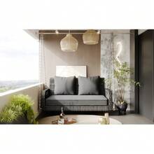 Swing, Garden Swing, Outdoor Garden Furniture Set, Grey Rattan, Grey Seat Cushion, 2 Seats, With Seat And Back Cushions, Removable And Washable - C - View 7