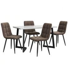 Dining Set (117x68cm Dining Table With 4 Chairs), Rectangular Dining Table, Modern Kitchen Table Set, Brown Velvet Dining Chair, Black Table Legs - Brown + MDF - View 7