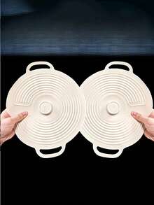 3件套硅胶双柄真空密封耐热可重复使用微波炉燃气灶锅碗杯食物保鲜盖 - 彩色 - 查看 5