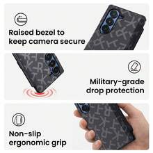 Galaxy ZFold3/ZFold4/ZFold5/ZFold6/ZFold7 Phone Case, Full Body Protection Shockproof Case With Stylus Pen, R Letter Print Series, Side Pen Slot Design, Fashionable Versatile Protective Cover - Multicolor - View 2