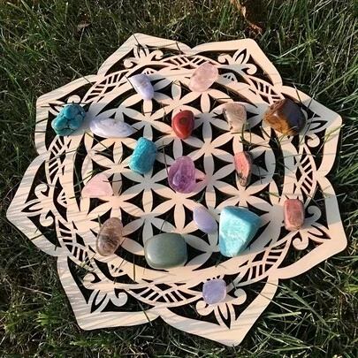 1pc Wooden Mandala Flower Home Decor, Birthday Wedding Hanging Wall Decor, Holiday Party Dining Table Decoration, Thanksgiving Hanging Ornament