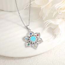 莲花项链，人造蛋白石脉轮莲花吊坠项链，瑜伽莲花饰品，母亲节、生日、圣诞节、情人节送给女性的礼物 - Vancleef - 蓮花項鍊 - 查看 9