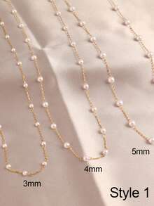 1件装时尚简约白色仿珍珠链条项链，女士不锈钢串珠项链，珠宝礼品 - 項鍊 - 查看 2