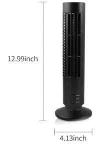 Ventilador de Torre portátil, silencioso, sin aspas, Ventilador eléctrico de 2 velocidades, Ventilador de Torre Alimentado por USB, Ventilador de Aire Acondicionado Vertical para Interior - Blanco y Negro - Ver 10