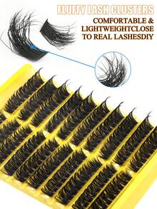 180/160pcs Cluster False Eyelashes Set, Includes Glue, Sealer, Tweezers, Lash Brush, Mixed Style Lash Book, Easy To Use, Travel Friendly, Soft & Natural Lash Extension Kit, Beginner Friendly, High Volume Fluffy Classic Lash Set, DIY At Home, Thick Fake Lashes For Professional, Daily, Wedding, Party, Costume Makeup - Multicolor - View 7