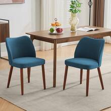 Huisuilinss Dining Chairs Set Of 2,Linen Upholstered Kitchen Chair With Thick Cushions,Wood Dinner Chair With Wood Legs,Wing Backrest,Accent Chair For Dining Room Living Room Kitchen - Màu xanh vải lanh - Xem 8