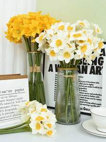 6pcs/12pcs Artificial Daffodil Flowers, Fake Yellow Daffodil Flowers For Wedding Decor, Home Room Decoration, Fake Flowers For Home Decor, Wedding Decoration - Multicolor - View 5