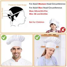 2 Pcs Chef Hats For Men Women Adjustable Elastic Kitchen Baker Halloween Christmas Cook Hat Cotton Polyester White Black - -white- - View 3