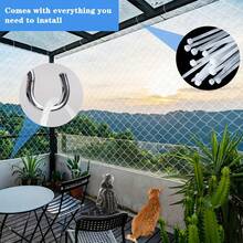 3 Meters*4m Cat Balcony Safety Net (Includes 20 Straps, 20 Expansion Screws, 20 Hooks) Cat Balcony Protective Fence Net, Cat Anti-Fall Net, Cat Railing Net, Pet Enclosure Suitable For Balcony, Railing, Stairs, Terrace, Etc. - 300x400cm - View 5