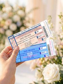 1pc Personalized Concert Ticket Wedding Invitation ,Customize Text,Custom Venue Card,Save The Date Ticket,Unique Wedding Invitation - Multicolor - View 3