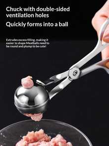 Stainless Steel Meatball Maker, Meatball Shaper, Kitchen Mold For Making Rice Balls, Fish Balls, Homemade - Silver - View 9