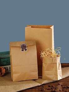 100pcs Paper Food Packaging Bags, Snack Packing Bags, Bread Cookie Candy Portion Bags, Gift Bags - Brown - View 3