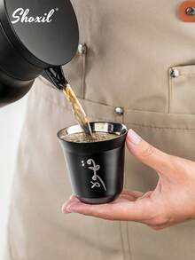 shoxil 1个80/160毫升不锈钢阿拉伯咖啡杯，双层保温茶杯，黑色/粉色/白色可选，中东风格保温杯，艾哈迈德节庆祝用杯，适合居家、艾哈迈德节派对等场合。 - 杯子 - 查看 5