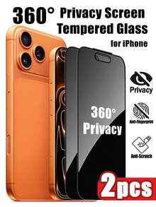 ZYSHI 2pcs 360° Privacy Tempered Glass Screen Protector, Compatible With IPhone 17 Pro Max/Pro/Air/17, 16 Pro Max/Pro/16, 15, 14 Plus, 13/13 Mini, 12, 11, Anti-Peeping, Anti-Glare, Anti-Fingerprint - Clear - View 12