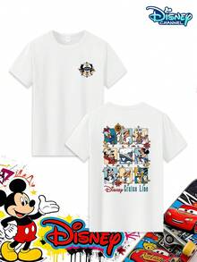 This Boys' Disney Cruise Series Mickey Mouse Captain Print Short-Sleeved T-Shirt Features A Small Logo On The Front And An All-Over Nautical Cartoon Pattern On The Back. Ideal For A Variety Of Occasions Including Disneyland Visits, Cruise Trips, Family Vacations, Birthday Parties, School Days, Summer Outings, Playdate Gatherings, And Theme Park Photo Shoots, It's The Perfect Souvenir For Family Trips. It Brings More Fun Interactive Moments For Kids At The Park And On Cruise Adventures, And Is Also Great For Casual Occasions Like School Days, After-School Activities, And Family Dinners. A Standout Piece For Sharing Your Child's Photos On Social Media And A Cherished Travel Memento, It Meets Parents' Dual Needs Of Creating Unique Travel Memories And Having A Practical Everyday Wear Piece For Their Kids. - 白色 - 查看 4