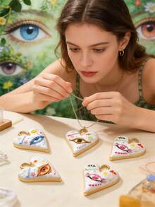 2/50pcs Random Multi-Color Fashionable Dark Heart & Devil's Eye Pendant, Suitable For DIY Necklace, Bracelet, Earring, Keychain, Phone Chain, Couple Gift Jewelry Making - Multicolor - View 4