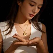 1PC[Star Moon]Personalized Stainless Steel Moon Star Arabic Name Pendant Necklace, Fashionable And Elegant Custom Jewelry, Unique Gift, Suitable For Daily Wear - Multicolor - View 8