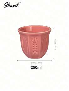 shoxil 1pc Pink Embossed Tulip Ceramic Cup, Middle Eastern Style Coffee Cup, Saudi Style Tea Cup, Water Cup, Matcha Cup, Available In 3 Sizes, Suitable For Home, Restaurant, Yard, Coffee Corner, Ramadan Gift - Cup - View 10