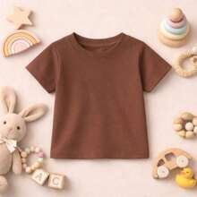 Kit 2 Camisetas Infantil e Juvenil Unissex em Algodão Tamanho do 2 ao 16 para o Dia a Dia, Escola, Passeios, Leve e Fresca - Marrom/Preta - Visão 2