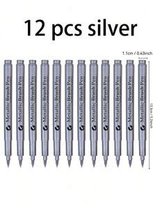 3-12支/套 金属质感永久性马克笔，白色/金色/银色，防水油性颜料马克笔，适用于岩石、马克杯、陶瓷、玻璃等材质，DIY绘画用品 - 彩色 - 查看 32