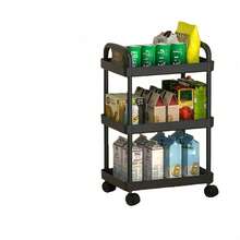 Carrito de almacenamiento con múltiples niveles - Diseño compacto que ahorra espacio, estructura de plástico resistente, adecuado para cocina, baño, dormitorio, oficina, almacén, garaje - Fácil montaje, estantería multinivel multifuncional, estantería de almacenamiento para el hogar - Estante de almacenamiento para automóvil/negro - Ver 14